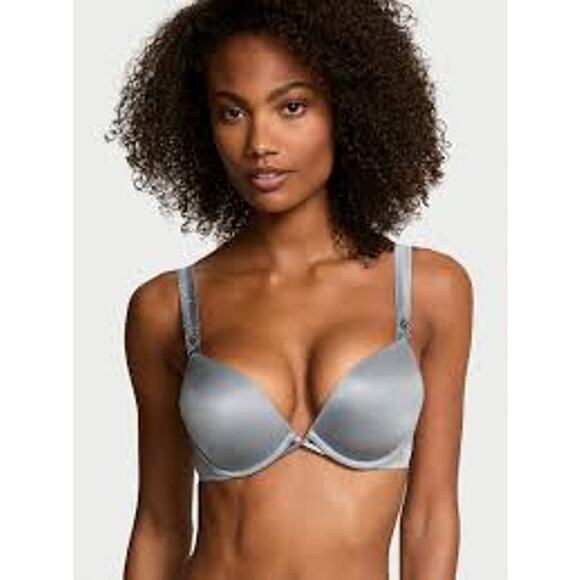 Victoria's Secret 32A Very Sexy Low Cut Demi Scattered Shine Bombshell Bra Gray - Picture 1 of 10